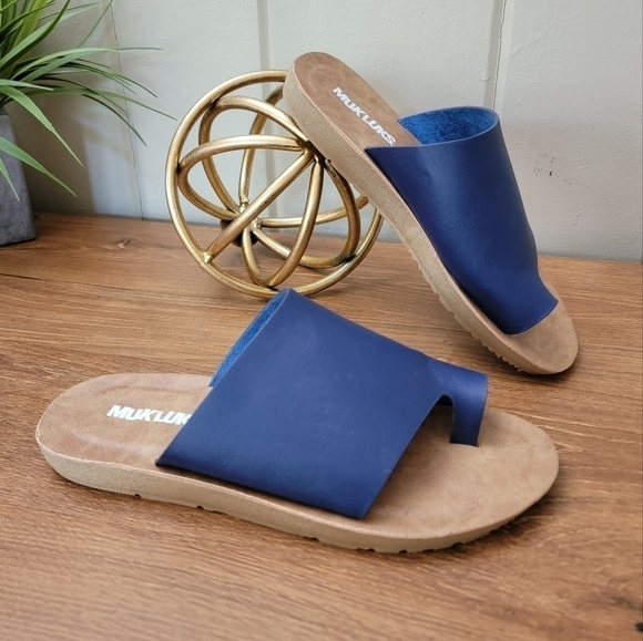 Muk Luks About Face Blue Slip on Toe Wrap Sandals Size 6 - Picture 5 of 16